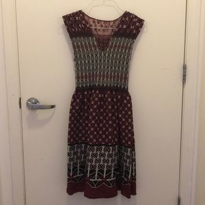 cinched pattern short sleeve dress